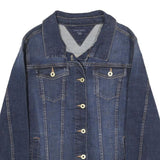 TOMMY HILFIGER Womens Blue Denim Jacket L Cotton Button Plain Classic Fit