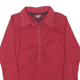 LEVI'S Womens Red Long Sleeve Shirt Button Neck L Cotton Blend Classic Top