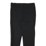CALVIN KLEIN Womens Black Rayon Slim Trousers W32 L28 Faux Leather Side Stripe
