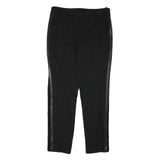 CALVIN KLEIN Womens Black Rayon Slim Trousers W32 L28 Faux Leather Side Stripe