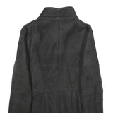 Womens Black Shearling Jacket M Zip Closure Plain Stylish Warm Winter Outerwear