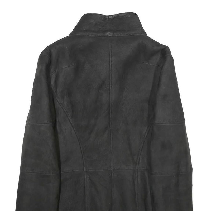 Womens Black Shearling Jacket M Zip Closure Plain Stylish Warm Winter Outerwear