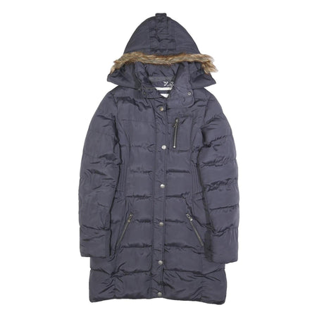 DIESEL Womens Blue Puffer Jacket S Polyester Zip Hooded Winter Coat