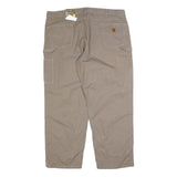 CARHARTT Mens Cotton Blend Loose Khaki Trousers W42 L30 Workwear Zip Closure