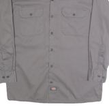 DICKIES Mens Grey Workwear Shirt M Cotton Blend Button-Up Pockets