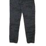 Mens Cotton Blend Black Camouflage Slim Tapered Trousers W24 L30 Casual Stylish