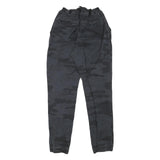 Mens Cotton Blend Black Camouflage Slim Tapered Trousers W24 L30 Casual Stylish
