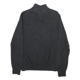 NAUTICA Mens Black Patterned Pullover Quarter Zip Cotton Blend Jumper M