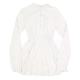 WOOLRICH Womens White Cotton Blend Day Dress Plain Long Sleeve M Button Detail