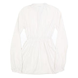 WOOLRICH Womens White Cotton Blend Day Dress Plain Long Sleeve M Button Detail