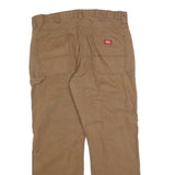 DICKIES Mens Cotton Blend Brown Regular Straight Trousers W36 L32 Workwear Zip