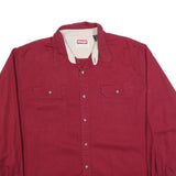 WRANGLER Mens Red Cotton Blend Long Sleeve Shirt XL Casual Button Front Workwear