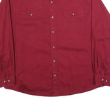 WRANGLER Mens Red Cotton Blend Long Sleeve Shirt XL Casual Button Front Workwear