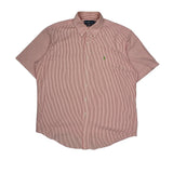 Ralph Lauren Striped Short Sleeve Shirt - Large Red Cotton