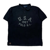 Polo By Ralph Lauren Graphic Polo Shirt - 2XL Black Cotton