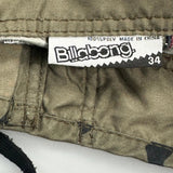 Spellout Billabong Camo Cargo Shorts - 34″ Waist Green Polyester