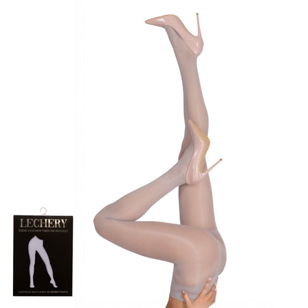 LECHERY® LUSTROUS SILKY SHINY 40 DENIER SEMI-OPAQUE PANTYHOSE TIGHTS • GREY