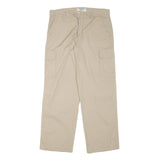 SEA BARRIER Mens Relaxed Beige Cotton Blend Zip Cargo Trousers W33 L30