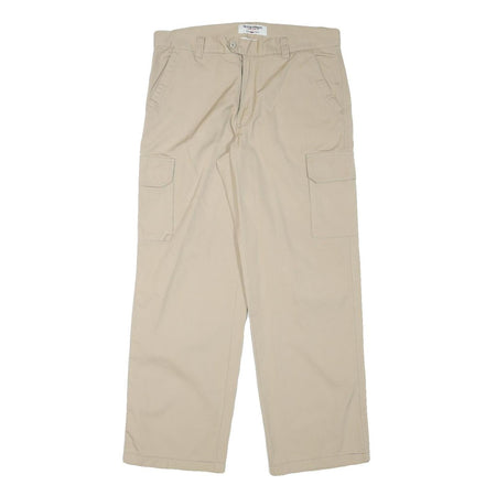 SEA BARRIER Mens Relaxed Beige Cotton Blend Zip Cargo Trousers W33 L30
