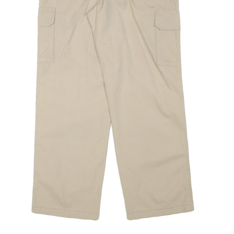 SEA BARRIER Mens Relaxed Beige Cotton Blend Zip Cargo Trousers W33 L30