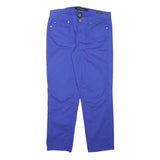 CALVIN KLEIN Womens Cotton Blend Blue Slim Slim Leg Trousers W30 L26 Casual