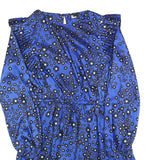 THE KOOPLES Womens Blue Floral Day Polyester Blend Dress Midi M Ruffle Trim