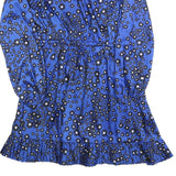 THE KOOPLES Womens Blue Floral Day Polyester Blend Dress Midi M Ruffle Trim
