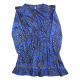 THE KOOPLES Womens Blue Floral Day Polyester Blend Dress Midi M Ruffle Trim