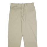 DICKIES Mens Classic Beige Trousers W36 L34 Zip Closure Plain Fit Workwear