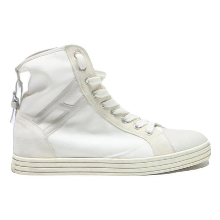 HOGAN High Top Womens White Leather Trainers UK 4.5 Stylish Zip Back