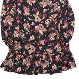 KATE SPADE Womens Black Floral Day Polyester Blend Mini Dress XS Tie Neck