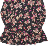 KATE SPADE Womens Black Floral Day Polyester Blend Mini Dress XS Tie Neck