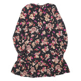 KATE SPADE Womens Black Floral Day Polyester Blend Mini Dress XS Tie Neck