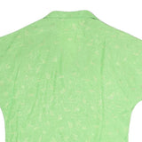 VALENTINE Womens Green Printed Blouse Short Sleeve Button Neck M Lightweight