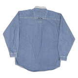 POINT ZERO Mens Blue Denim Shirt M Button Down Collar Long Sleeve Casual