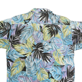 Womens Blue & Green Purple Pattern Shirt M Cotton Relaxed Short Sleeve Button