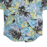 Womens Blue & Green Purple Pattern Shirt M Cotton Relaxed Short Sleeve Button