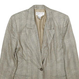 ATRIUM COLLECTION Womens Beige Check Jacket UK 14 Woven Classic Button Closure