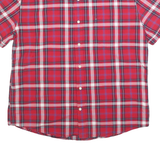 TOMMY HILFIGER Mens Red Plaid Shirt XL Button Down Short Sleeve Cotton Casual