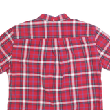 TOMMY HILFIGER Mens Red Plaid Shirt XL Button Down Short Sleeve Cotton Casual
