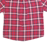 TOMMY HILFIGER Mens Red Plaid Shirt XL Button Down Short Sleeve Cotton Casual
