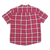 TOMMY HILFIGER Mens Red Plaid Shirt XL Button Down Short Sleeve Cotton Casual