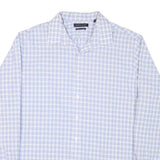 TOMMY HILFIGER Mens Blue Check Shirt XL Button Collar Long Sleeve Cotton Blend