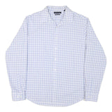 TOMMY HILFIGER Mens Blue Check Shirt XL Button Collar Long Sleeve Cotton Blend