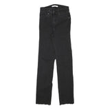 LEVI'S Womens Regular Black Denim Raw Hem Jeans W22 L27 Stylish Comfort