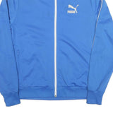 PUMA Mens Blue & White Track Jacket L Polyester Blend Zip Sportswear Casual