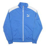 PUMA Mens Blue & White Track Jacket L Polyester Blend Zip Sportswear Casual
