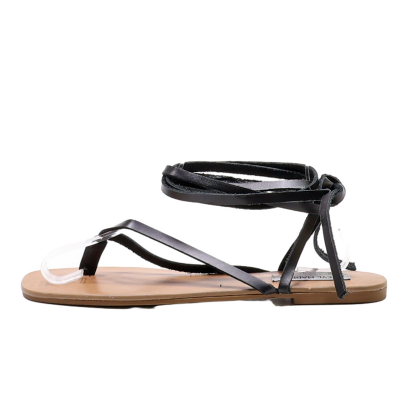 STEVE MADDEN Strappy Sandals Black Leather Womens UK 5
