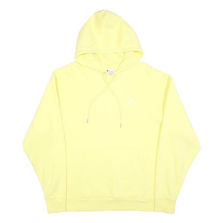 CHAMPION Mens Yellow Pullover Hoodie XL Cotton Blend Drawstring