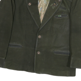 Womens Black Leather Button Outdoor Jacket L Plain Relaxed Fit Long Sleeve